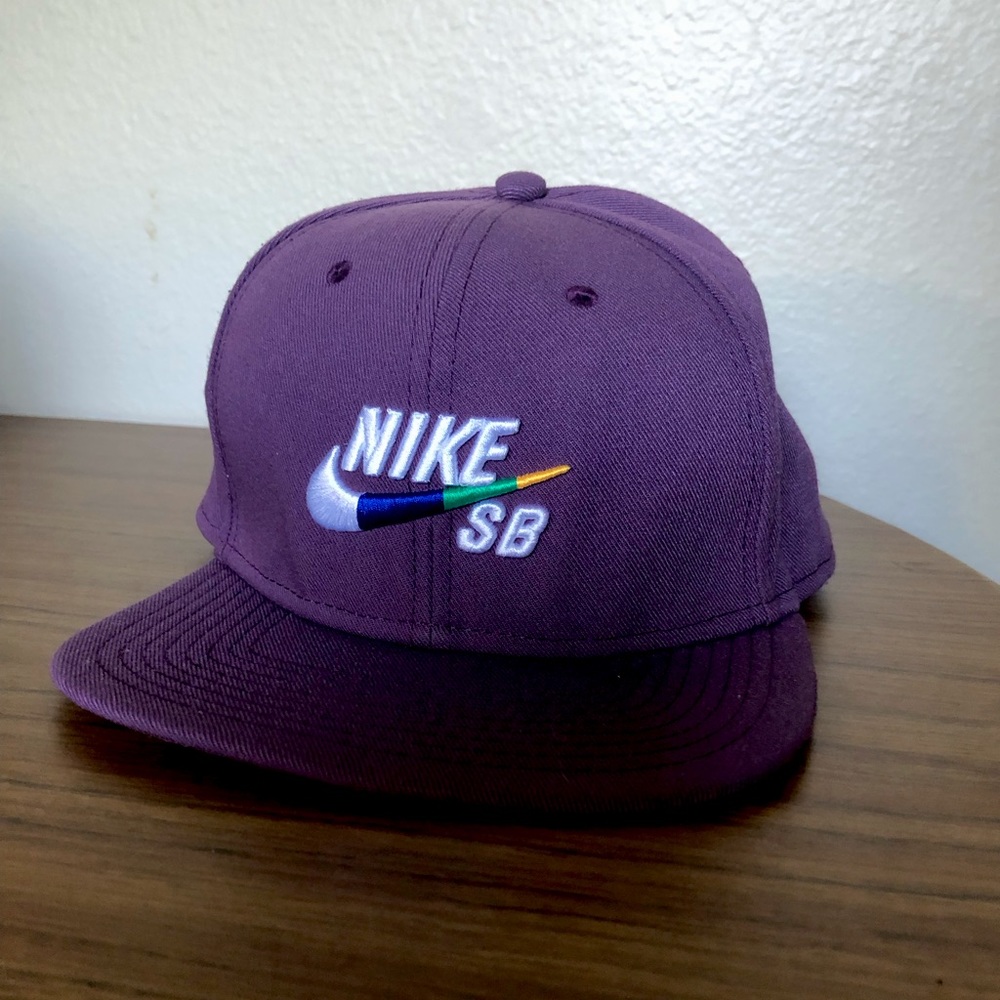 Nike SB Purple Baseball Cap with Multicolor Swoosh